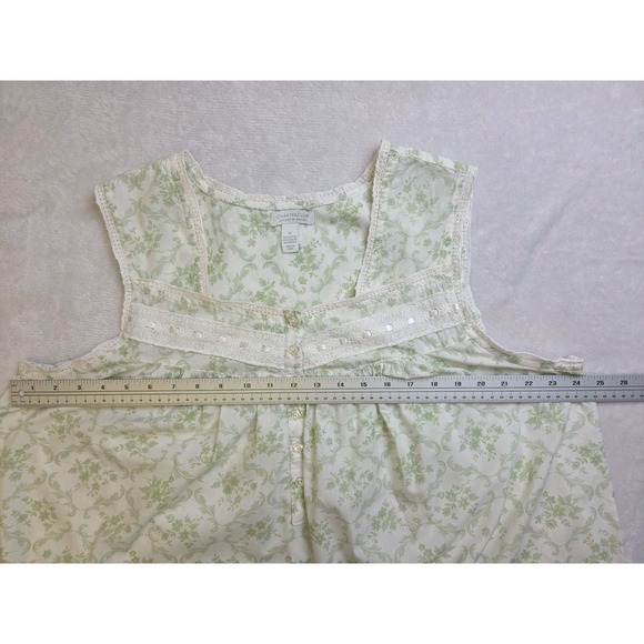 Vtg 90s Nightgown 100% Cotton Floral Green Prairie Cottage Farmhouse 1X Plus Sz - Picture 7 of 12